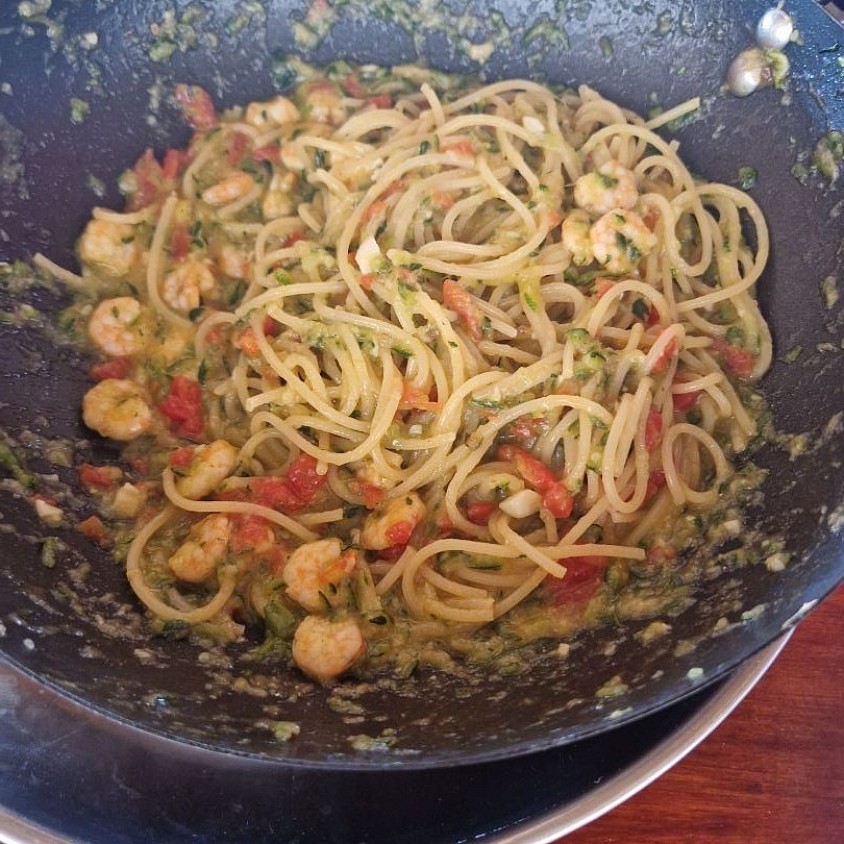 Spaghetti gamberi e zucchine